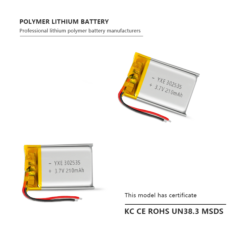 3.7 V Li-ion Battery 302535-210mah